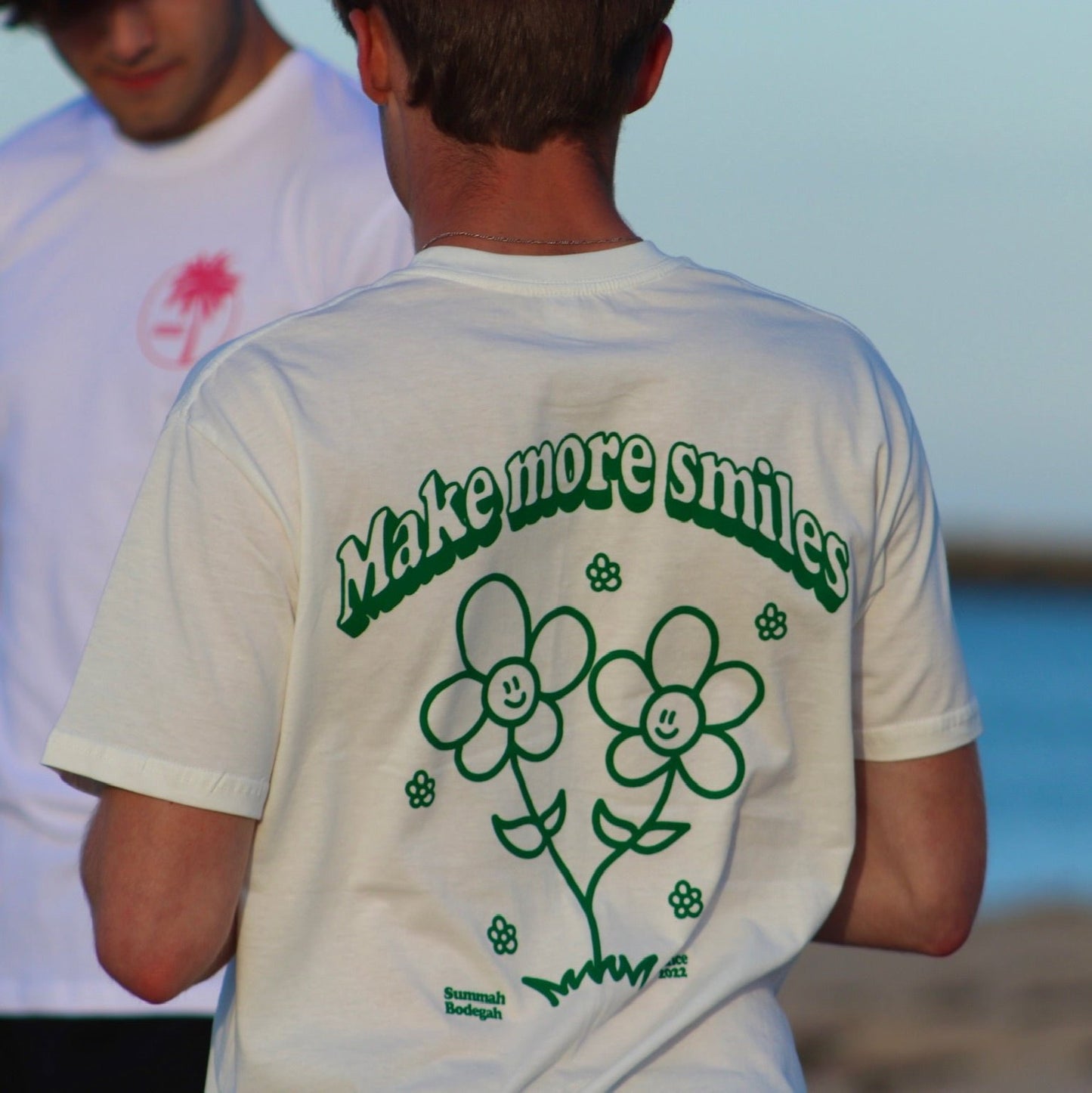 "Make More Smiles" Creme/Green Tee