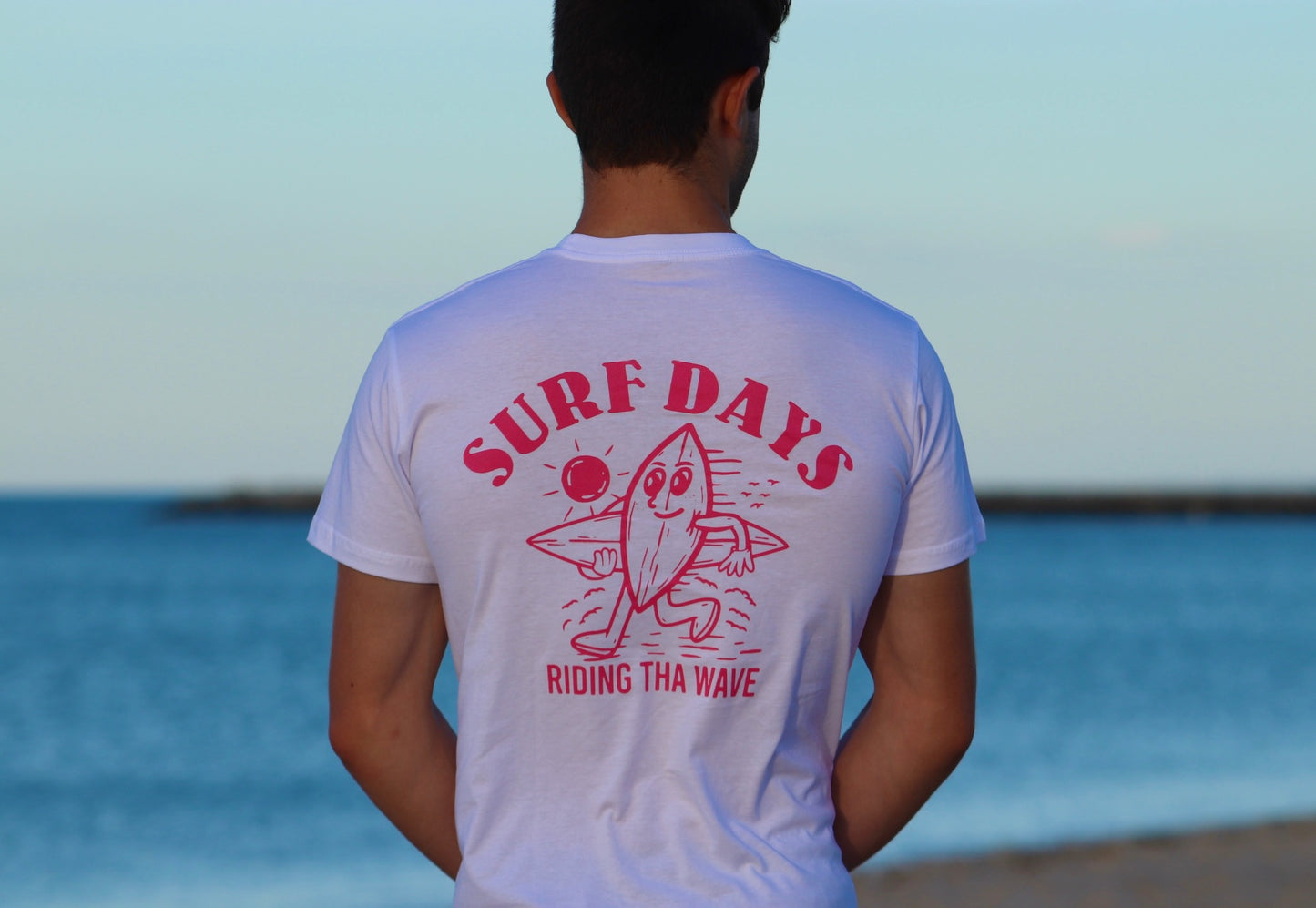 "Surf Days" Pink/White Tee