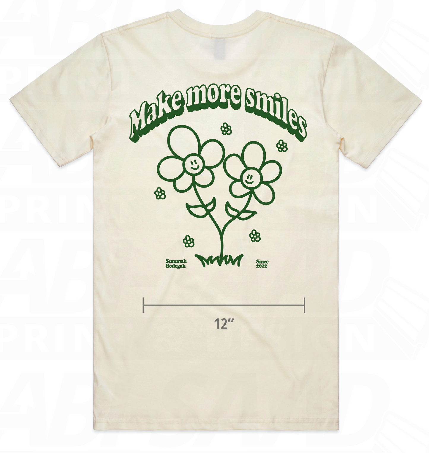 "Make More Smiles" Creme/Green Tee