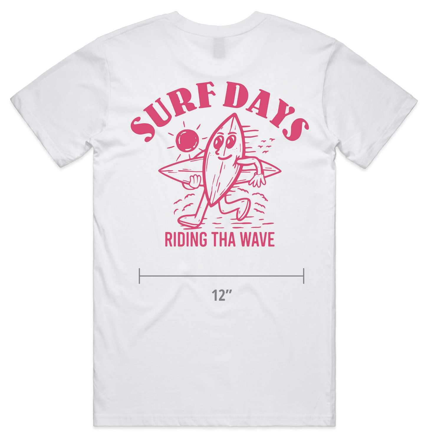 "Surf Days" Pink/White Tee